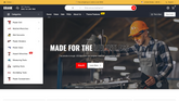 Website homepage for a tool brand with product images and promotional text.